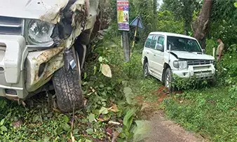 ಕಾರ್ಕಳ : ತೆಲಂಗಾಣ ಶಾಸಕ ಪ್ರಯಾಣಿಸುತ್ತಿದ್ದ ಜೀಪ್ ಅಪಘಾತ