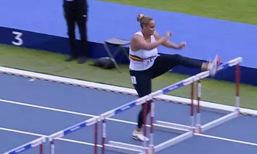 100 ಮೀಟರ್ ಹರ್ಡಲ್ಸ್ ಓಡಿದ ಬೆಲ್ಜಿಯಂ ಶಾಟ್ ಪುಟ್ ಪಟು!