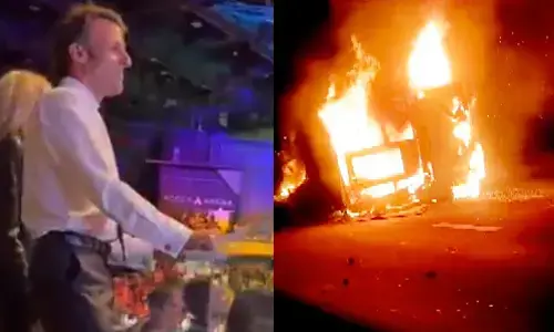 VIDEO- ದೇಶ ಹೊತ್ತಿ ಉರಿಯುತ್ತಿದ್ದರೂ ಸಂಗೀತ ಕಚೇರಿಗೆ ಹಾಜರಾದ ಫ್ರಾನ್ಸ್ ಅಧ್ಯಕ್ಷ: ವ್ಯಾಪಕ ಟೀಕೆ