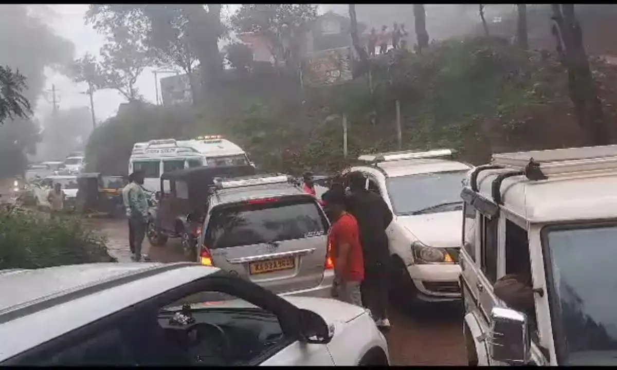 ವಾರಾಂತ್ಯದಲ್ಲಿ ಕಾಫಿನಾಡಿಗೆ ಹರಿದು ಬಂದ ಪ್ರವಾಸಿಗರ ದಂಡು; ಮುಳ್ಳಯ್ಯನಗಿರಿ, ಬಾಬಾಬುಡನ್ ಗಿರಿಗೆ ತೆರಳುವ ರಸ್ತೆಗಳಲ್ಲಿ ಸಂಚಾರ ದಟ್ಟಣೆ