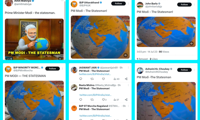 ಚೀನಾ, ಪಾಕ್‌ ವಶದಲ್ಲಿ ಭಾರತದ ಭೂಭಾಗಗಳಿರುವಂತಹ ತಪ್ಪಾದ ನಕಾಶೆ ಬಳಸಿದ ಬಿಜೆಪಿ: ವ್ಯಾಪಕ ಆಕ್ರೋಶ