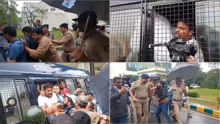 ಶಿವಮೊಗ್ಗ: ರಾಜ್ಯಪಾಲರ ಭಾಷಣದ ವೇಳೆ ಕುಲಪತಿ ವಿರುದ್ಧ ಘೋಷಣೆ; ಹಲವರು ಪೊಲೀಸ್ ವಶಕ್ಕೆ