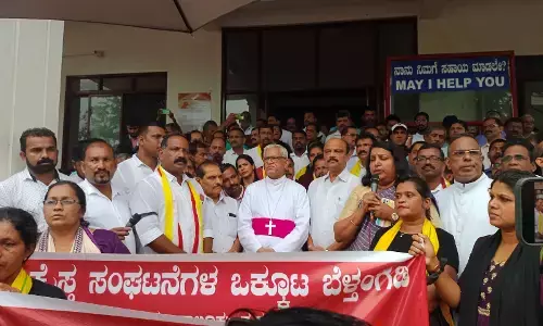 ಬೆಳ್ತಂಗಡಿ: ಮಣಿಪುರ ದೌರ್ಜನ್ಯಗಳನ್ನು ವಿರೋಧಿಸಿ ಕ್ರೈಸ್ಥ ಸಂಘಟನೆಗಳಿಂದ ಪ್ರತಿಭಟನೆ