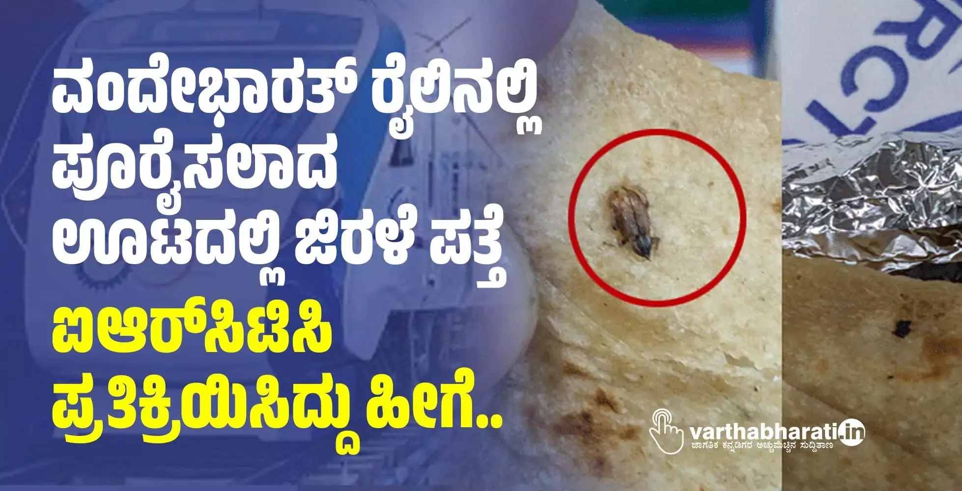 ವಂದೇಭಾರತ್ ರೈಲಿನಲ್ಲಿ ಪೂರೈಸಲಾದ ಊಟದಲ್ಲಿ ಜಿರಳೆ ಪತ್ತೆ: ಐಆರ್‌ಸಿಟಿಸಿ ಪ್ರತಿಕ್ರಿಯಿಸಿದ್ದು ಹೀಗೆ..