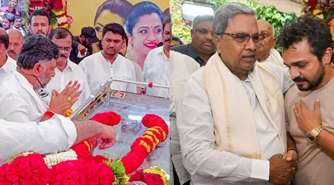 ವಿಜಯ ರಾಘವೇಂದ್ರ ಪತ್ನಿ ಸ್ಪಂದನಾ ಪಾರ್ಥಿವ ಶರೀರದ ಅಂತಿಮ ದರ್ಶನ ಪಡೆದ ಸಿಎಂ, ಡಿಸಿಎಂ