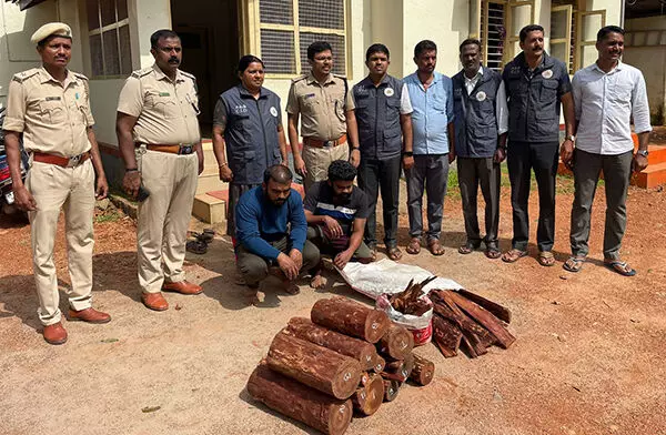 ಬೆಳ್ತಂಗಡಿ: ಅಕ್ರಮ ರಕ್ತ ಚಂದನ ಸಾಗಾಟ; ಇಬ್ಬರು ಆರೋಪಿಗಳ ಬಂಧನ ಬೆಳ್ತಂಗಡಿ: ಅಕ್ರಮ ರಕ್ತ ಚಂದನ ಸಾಗಾಟ; ಇಬ್ಬರು ಆರೋಪಿಗಳ ಬಂಧನ