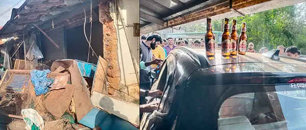 ಬೈಲೂರು: ಪಾನಮತ್ತ ಯುವಕನಿಂದ ವಾಹನ ಚಾಲನೆ; ತರಕಾರಿ ಅಂಗಡಿಗೆ ನುಗ್ಗಿದ ಕಾರು ಬೈಲೂರು: ಪಾನಮತ್ತ ಯುವಕನಿಂದ ವಾಹನ ಚಾಲನೆ; ತರಕಾರಿ ಅಂಗಡಿಗೆ ನುಗ್ಗಿದ ಕಾರು