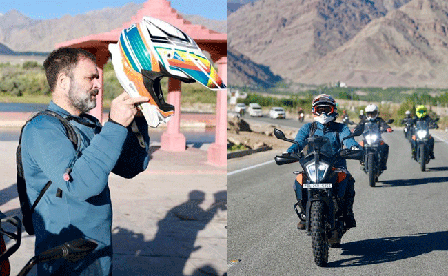 ಲಡಾಖ್ ಭೇಟಿಯ ವೇಳೆ ಪಂಗೊಂಗ್ ಲೇಕ್ ಪ್ರದೇಶಕ್ಕೆ ಬೈಕ್ ಸವಾರಿ ಹೊರಟ ರಾಹುಲ್ ಗಾಂಧಿ ಲಡಾಖ್ ಭೇಟಿಯ ವೇಳೆ ಪಂಗೊಂಗ್ ಲೇಕ್ ಪ್ರದೇಶಕ್ಕೆ ಬೈಕ್ ಸವಾರಿ ಹೊರಟ ರಾಹುಲ್ ಗಾಂಧಿ