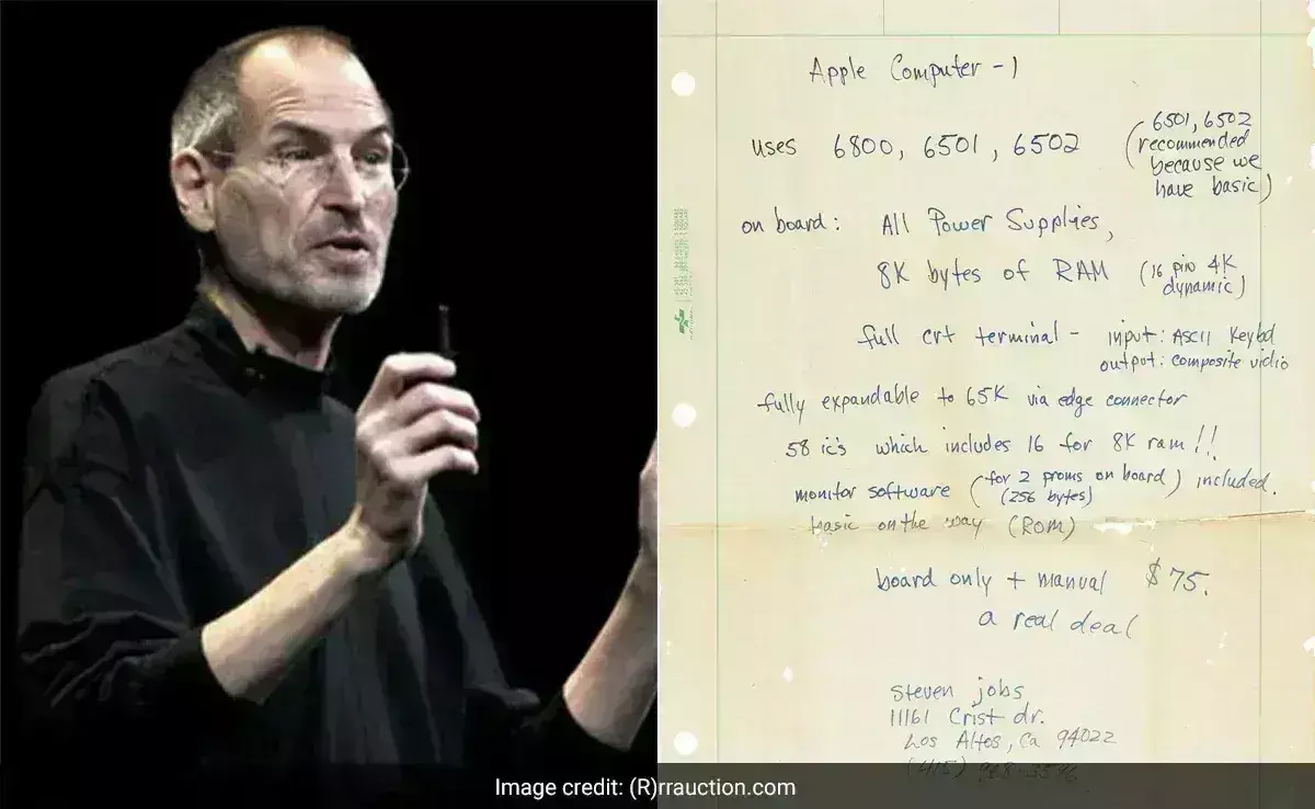 ಆ್ಯಪಲ್ ಸಂಸ್ಥೆಯ ಸ್ಥಾಪಕ ಸ್ಟೀವ್‍ ಜಾಬ್ಸ್ ಕೈಬರಹದ ಜಾಹೀರಾತು ರೂ. 1.4 ಕೋಟಿಗೆ ಮಾರಾಟ