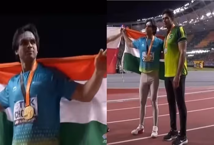 ಸಾಂಪ್ರದಾಯಿಕ ಛಾಯಾಚಿತ್ರಕ್ಕಾಗಿ ಪಾಕ್ ಅತ್ಲೀಟ್ ನದೀಮ್ ರನ್ನು ಆಹ್ವಾನಿಸಿ ಎಲ್ಲರ ಮನ ಗೆದ್ದ ನೀರಜ್ ಚೋಪ್ರಾ