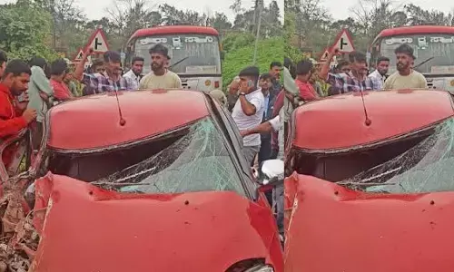 ಕೆಎಸ್ಸಾರ್ಟಿಸಿ ಬಸ್- ಕಾರು ಮುಖಾಮುಖಿ ಢಿಕ್ಕಿ