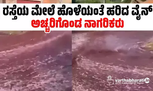 ರಸ್ತೆಯ ಮೇಲೆ ಹೊಳೆಯಂತೆ ಹರಿದ ವೈನ್: ಅಚ್ಚರಿಗೊಂಡ ನಾಗರಿಕರು