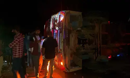 ಲಾರಿ ಪಲ್ಟಿ: ಚಾಲಕ ಸ್ಥಳದಲ್ಲೇ ಮೃತ್ಯು