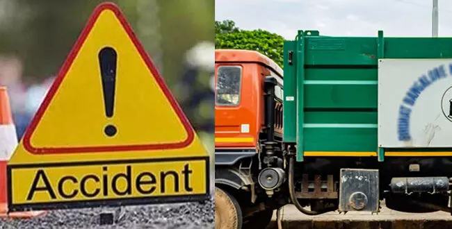 ಬಿಬಿಎಂಪಿ ಕಸದ ಲಾರಿಗೆ ದ್ವಿಚಕ್ರ ವಾಹನ ಢಿಕ್ಕಿ: ಸವಾರ ಸ್ಥಳದಲ್ಲೇ ಮೃತ್ಯು ಬಿಬಿಎಂಪಿ ಕಸದ ಲಾರಿಗೆ ದ್ವಿಚಕ್ರ ವಾಹನ ಢಿಕ್ಕಿ: ಸವಾರ ಸ್ಥಳದಲ್ಲೇ ಮೃತ್ಯು