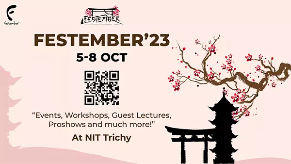 ಅ.5-8: ಎನ್ಐಟಿ ತಿರುಚ್ಚಿಯಲ್ಲಿ ‘ಫೆಸ್ಟೆಂಬರ್’ ಸಂಭ್ರಮ ಅ.5-8: ಎನ್ಐಟಿ ತಿರುಚ್ಚಿಯಲ್ಲಿ ‘ಫೆಸ್ಟೆಂಬರ್’ ಸಂಭ್ರಮ