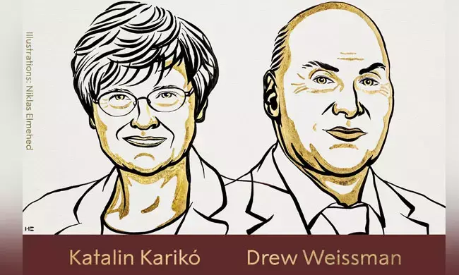 ಕಾಟಾಲಿನ್ ಕಾರಿಕೊ ಮತ್ತು ಡ್ರೂ ವೈಸ್‌ಮನ್ ಅವರಿಗೆ ನೊಬೆಲ್ ವೈದ್ಯಕೀಯ ಪ್ರಶಸ್ತಿ