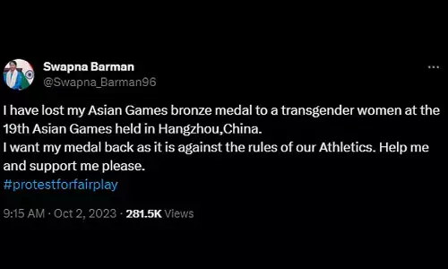 ಏಶ್ಯನ್‌ ಗೇಮ್ಸ್‌ ನಲ್ಲಿ ಭಾರತ vs ಭಾರತ ಕಿತ್ತಾಟ, ತೃತೀಯ ಲಿಂಗಿ ಎದುರು ನನ್ನ ಪದಕ ಸೋತೆ ಎಂದ ಸ್ವಪ್ನ ಬರ್ಮನ್!