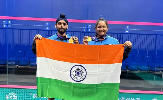 ಭಾರತಕ್ಕೆ 20ನೇ ಸ್ವರ್ಣ ಸಂಭ್ರಮ: ಸ್ಕ್ವಾಶ್‌ನಲ್ಲಿ ಚಿನ್ನಕ್ಕೆ ಮುತ್ತಿಟ್ಟ ದೀಪಿಕಾ-ಹರೀಂದರ್