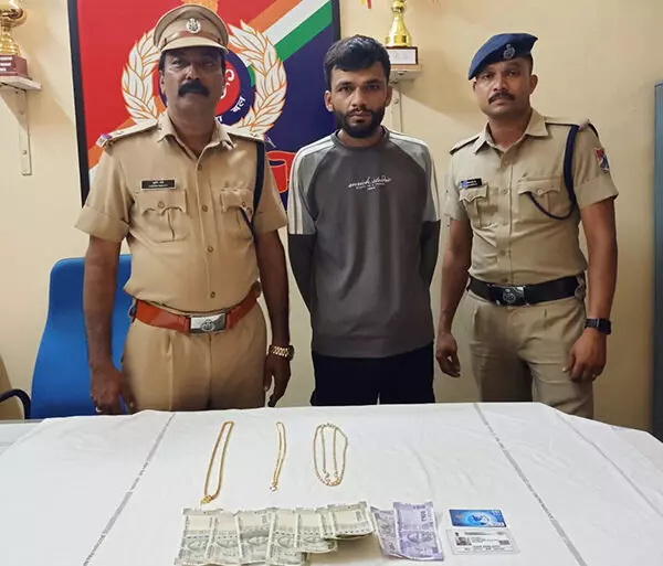 ಉಡುಪಿ: ರೈಲಿನಲ್ಲಿ ಚಿನ್ನಾಭರಣ ಕಳವು; ಆರೋಪಿಯ ಬಂಧನ ಉಡುಪಿ: ರೈಲಿನಲ್ಲಿ ಚಿನ್ನಾಭರಣ ಕಳವು; ಆರೋಪಿಯ ಬಂಧನ