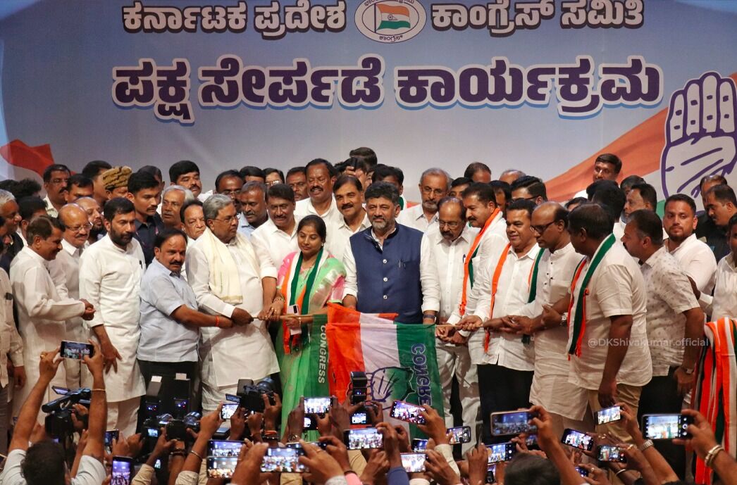 ಬಿಜೆಪಿ ತೊರೆದು ಕಾಂಗ್ರೆಸ್ ಸೇರಿದ ಮಾಜಿ ಶಾಸಕಿ ಪೂರ್ಣಿಮಾ ಶ್ರೀನಿವಾಸ್