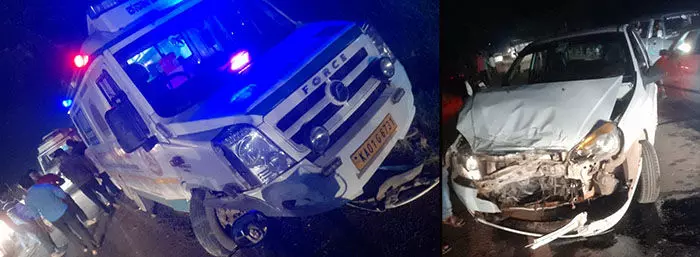 ಬಂಟ್ವಾಳ : ಅಂಬುಲೆನ್ಸ್- ಕಾರು ಮುಖಾಮುಖಿ ಢಿಕ್ಕಿ