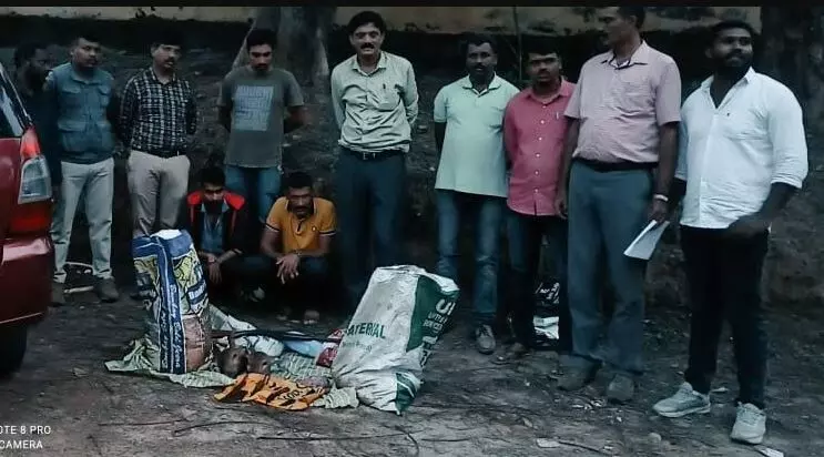 ಜಿಂಕೆ ಬೇಟೆ; ಇಬ್ಬರು ಆರೋಪಿಗಳ ಬಂಧನ, ಮೂವರು ಪರಾರಿ ಜಿಂಕೆ ಬೇಟೆ; ಇಬ್ಬರು ಆರೋಪಿಗಳ ಬಂಧನ, ಮೂವರು ಪರಾರಿ