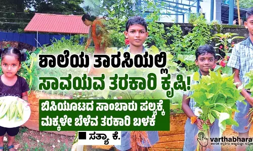 ಶಾಲೆಯ ತಾರಸಿಯಲ್ಲಿ ಸಾವಯವ ತರಕಾರಿ ಕೃಷಿ!
