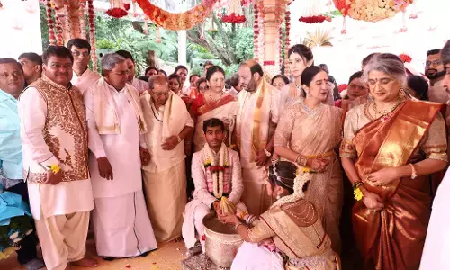 PHOTOS | ಶಾಮನೂರು‌ ಶಿವಶಂಕರಪ್ಪ ಅವರ ಮೊಮ್ಮಗಳ ಜತೆ ಸಚಿವ ಎಂ.ಬಿ. ಪಾಟೀಲ್ ಪುತ್ರನ ವಿವಾಹ