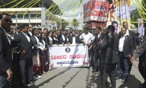 ವಕೀಲನ ಮೇಲೆ ಹಲ್ಲೆ: ಬಾರ್ ಕೌನ್ಸಿಲ್ ಅಧ್ಯಕ್ಷರ ನೇತೃತ್ವದಲ್ಲಿ ಧರಣಿ