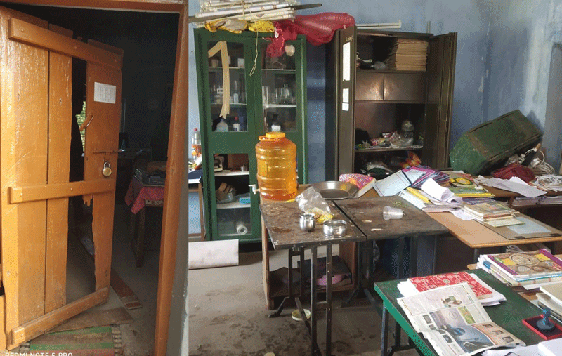 ಚಾಮರಾಜನಗರ: ಶಾಲಾ ಕೊಠಡಿಗೆ ಕರಡಿ ದಾಳಿ;  ಪೀಠೋಪಕರಣಗಳಿಗೆ ಹಾನಿ