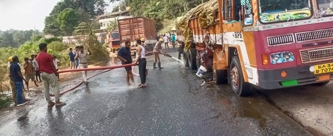 ಬಂಟ್ವಾಳ: ಲಾರಿಗಳ ನಡುವೆ ಮುಖಾಮುಖಿ ಢಿಕ್ಕಿ; ಓರ್ವ ಚಾಲಕನಿಗೆ ಗಾಯ