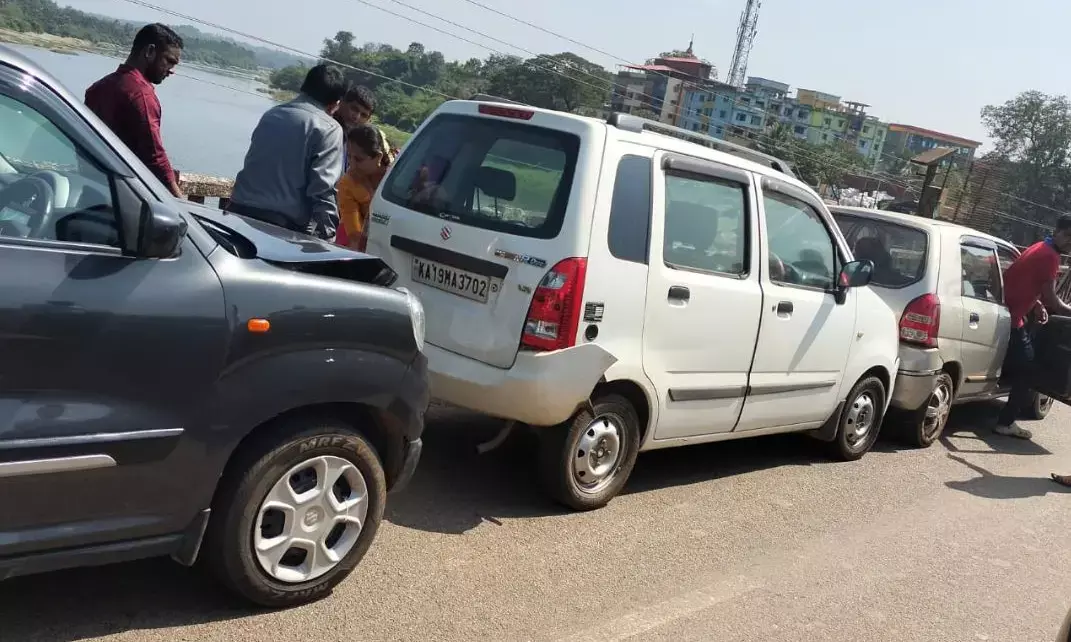 ಉಪ್ಪಿನಂಗಡಿ: ಕಾರುಗಳ ನಡುವೆ ಸರಣಿ ಅಪಘಾತ