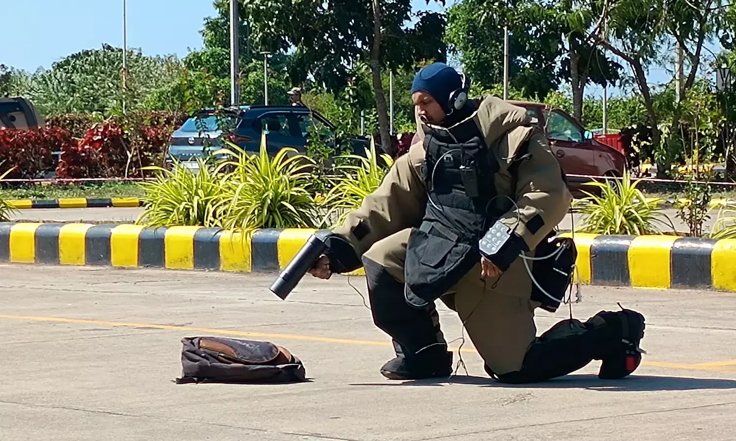 ಮಂಗಳೂರು: ವಿಮಾನ ನಿಲ್ದಾಣದಲ್ಲಿ ಬಾಂಬ್ ಬೆದರಿಕೆ ನಿಭಾಯಿಸುವ ಅಣುಕು ಕಾರ್ಯಾಚರಣೆ