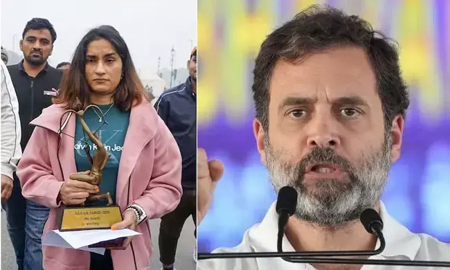 ಪ್ರಶಸ್ತಿ ಮರಳಿಸಿದ ವಿನೇಶ್ ಫೋಗಟ್‌; ಪ್ರಧಾನಿ ಮೋದಿ ವಿರುದ್ಧ ರಾಹುಲ್ ಗಾಂಧಿ ವಾಗ್ದಾಳಿ