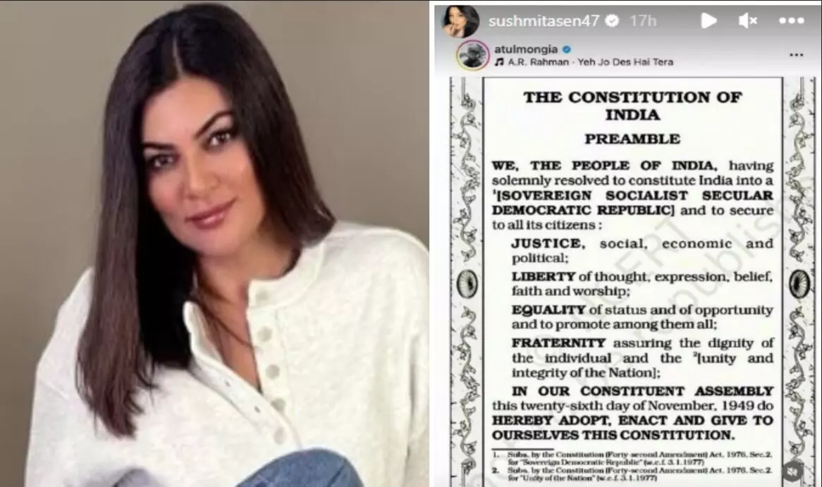 ಅಯೋಧ್ಯೆ ರಾಮಮಂದಿರ ಉದ್ಘಾಟನೆ: ಸಂವಿಧಾನ ಪೀಠಿಕೆಯನ್ನು ಹಂಚಿಕೊಂಡ ನಟಿ ಸುಶ್ಮಿತಾ ಸೇನ್