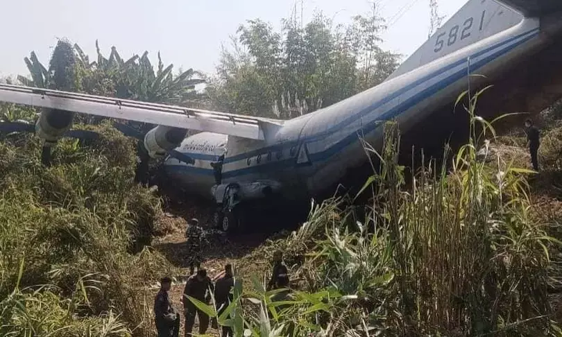 ಮಿಜೋರಾಂ ವಿಮಾನ ನಿಲ್ದಾಣದಲ್ಲಿ ಸ್ಕಿಡ್‌ ಆದ ಮ್ಯಾನ್ಮಾರ್‌ ಮಿಲಿಟರಿ ವಿಮಾನ