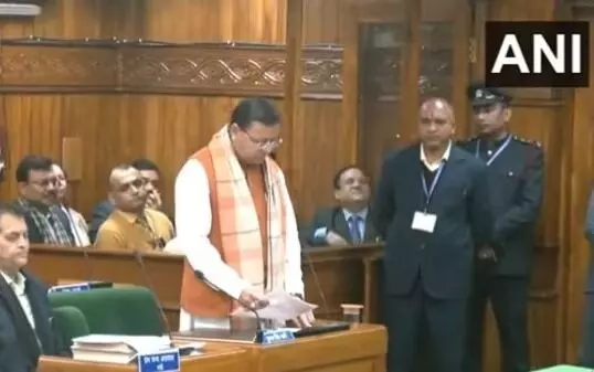 ಉತ್ತರಾಖಂಡ ವಿಧಾನಸಭೆಯಲ್ಲಿ ಸಮಾನ ನಾಗರಿಕ ಸಂಹಿತೆ ಮಸೂದೆಯನ್ನು ಮಂಡಿಸಿದ ಸಿಎಂ ಪುಷ್ಕರ್‌ ಸಿಂಗ್‌ ಧಾಮಿ