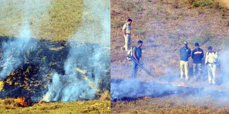 ಬಾಬಾ ಬುಡನ್ ದರ್ಗಾ ಸಮೀಪದ ಗಿರಿಶ್ರೇಣಿಯಲ್ಲಿ ಬೆಂಕಿ ; ನೂರಾರು ಎಕರೆ ಹುಲ್ಲುಗಾವಲು ಬೆಂಕಿಗಾಹುತಿ