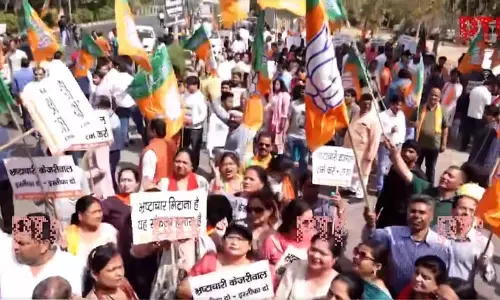 ಕೇಜ್ರಿವಾಲ್ ರಾಜೀನಾಮೆಗೆ ಆಗ್ರಹಿಸಿ ಬಿಜೆಪಿ ಧರಣಿ