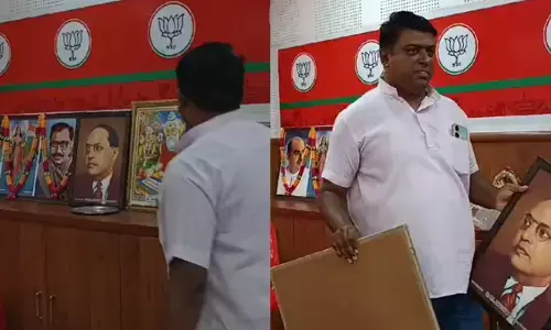 ಕಚೇರಿಯಿಂದ ಅಂಬೇಡ್ಕರ್, ವಾಲ್ಮೀಕಿ ಫೊಟೋ ತೆಗೆಸಿದ ಪ್ರಹ್ಲಾದ್ ಜೋಶಿ : ಕಾಂಗ್ರೆಸ್