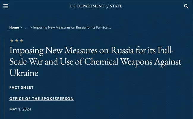 ರಶ್ಯದಿಂದ ರಾಸಾಯನಿಕ ಅಸ್ತ್ರ ಬಳಕೆ: ಅಮೆರಿಕ ಆರೋಪ, ಹೊಸ ನಿರ್ಬಂಧ ಜಾರಿ