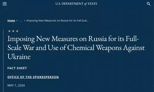 ರಶ್ಯದಿಂದ ರಾಸಾಯನಿಕ ಅಸ್ತ್ರ ಬಳಕೆ: ಅಮೆರಿಕ ಆರೋಪ, ಹೊಸ ನಿರ್ಬಂಧ ಜಾರಿ