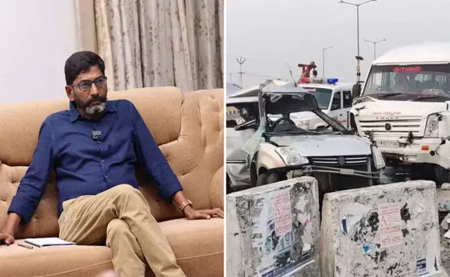 ಯುಟ್ಯೂಬರ್ ಸಾವುಕ್ಕು ಶಂಕರ್ ಬಂಧನ; ಆರೋಪಿಯನ್ನು ಕರೆದೊಯ್ಯುತ್ತಿದ್ದ ಪೊಲೀಸ್ ವಾಹನ ಅಪಘಾತ