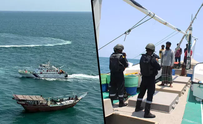 ಕೇರಳದ ಕೋಝಿಕ್ಕೋಡ್‌ನ ಕೊಯಿಲಾಂಡಿ ಬಳಿ ಭಾರತೀಯ ಸಿಬ್ಬಂದಿಗಳಿದ್ದ ಇರಾನ್ ದೋಣಿಯನ್ನು ವಶಕ್ಕೆ ಪಡೆದ ಕೋಸ್ಟ್ ಗಾರ್ಡ್