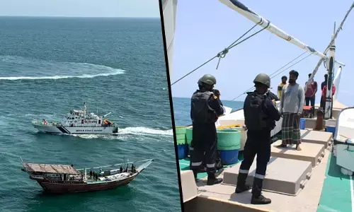 ಕೇರಳದ ಕೋಝಿಕ್ಕೋಡ್‌ನ ಕೊಯಿಲಾಂಡಿ ಬಳಿ ಭಾರತೀಯ ಸಿಬ್ಬಂದಿಗಳಿದ್ದ ಇರಾನ್ ದೋಣಿಯನ್ನು ವಶಕ್ಕೆ ಪಡೆದ ಕೋಸ್ಟ್ ಗಾರ್ಡ್