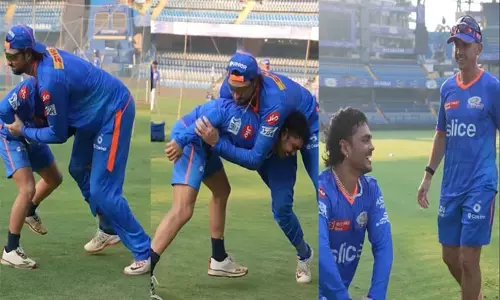 ಟಿಮ್ ಡೇವಿಡ್ ವಿರುದ್ಧ ಕುಸ್ತಿಯ ಕೌಶಲ್ಯ ಪರೀಕ್ಷಿಸಿದ ಇಶಾನ್ ಕಿಶನ್