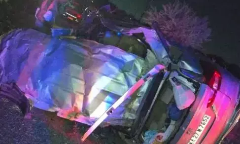 ಹಾವೇರಿಯಲ್ಲಿ ಭೀಕರ ರಸ್ತೆ ಅಪಘಾತ: ತಿರುಪತಿಗೆ ತೆರಳುತ್ತಿದ್ದ ನಾಲ್ವರು ಮೃತ್ಯು