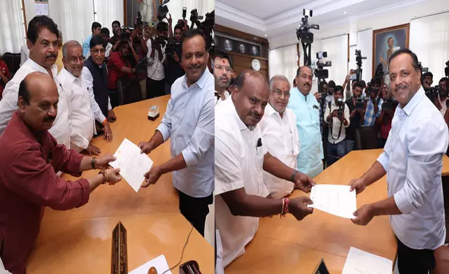 ಶಾಸಕ ಸ್ಥಾನಕ್ಕೆ ಬಸವರಾಜ ಬೊಮ್ಮಾಯಿ , ಕುಮಾರಸ್ವಾಮಿ ರಾಜೀನಾಮೆ ಶಾಸಕ ಸ್ಥಾನಕ್ಕೆ ಬಸವರಾಜ ಬೊಮ್ಮಾಯಿ , ಕುಮಾರಸ್ವಾಮಿ ರಾಜೀನಾಮೆ