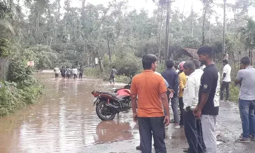 ಬಾಳೆಹೊನ್ನೂರು: ಭಾರೀ ಮಳೆ; ರಸ್ತೆ ಸಂಚಾರ ಅಸ್ತವ್ಯಸ್ತ