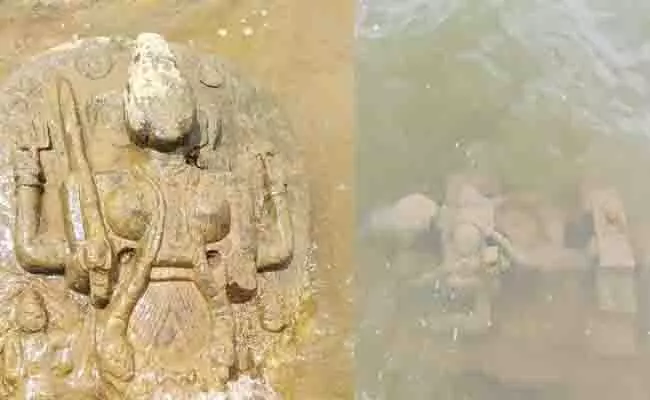 ದಾವಣಗೆರೆ | ಕೆರೆಯಲ್ಲಿ ಪುರಾತನ ಕಾಲದ ಶಿಲ್ಪ ಪತ್ತೆ